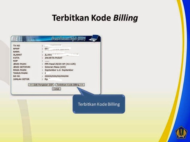 Terbitkan kode billing